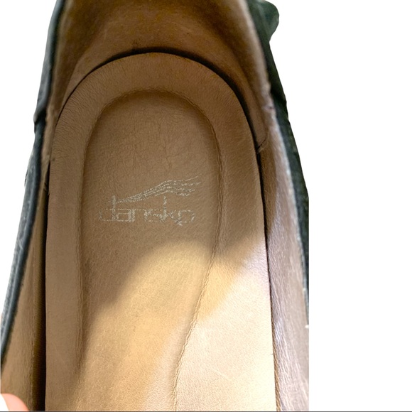 Dansko Preston Pump Wooden Black Leather Loafer Stacked Closed Toe Block Heel - Picture 8 of 12